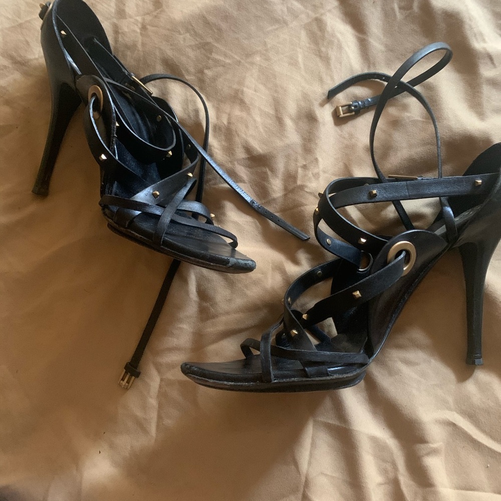 Gucci shoe sexy size 10 brass detail spiked high heel gladiator style